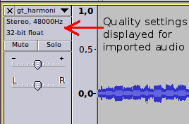 Image showing the display of imported audio quality